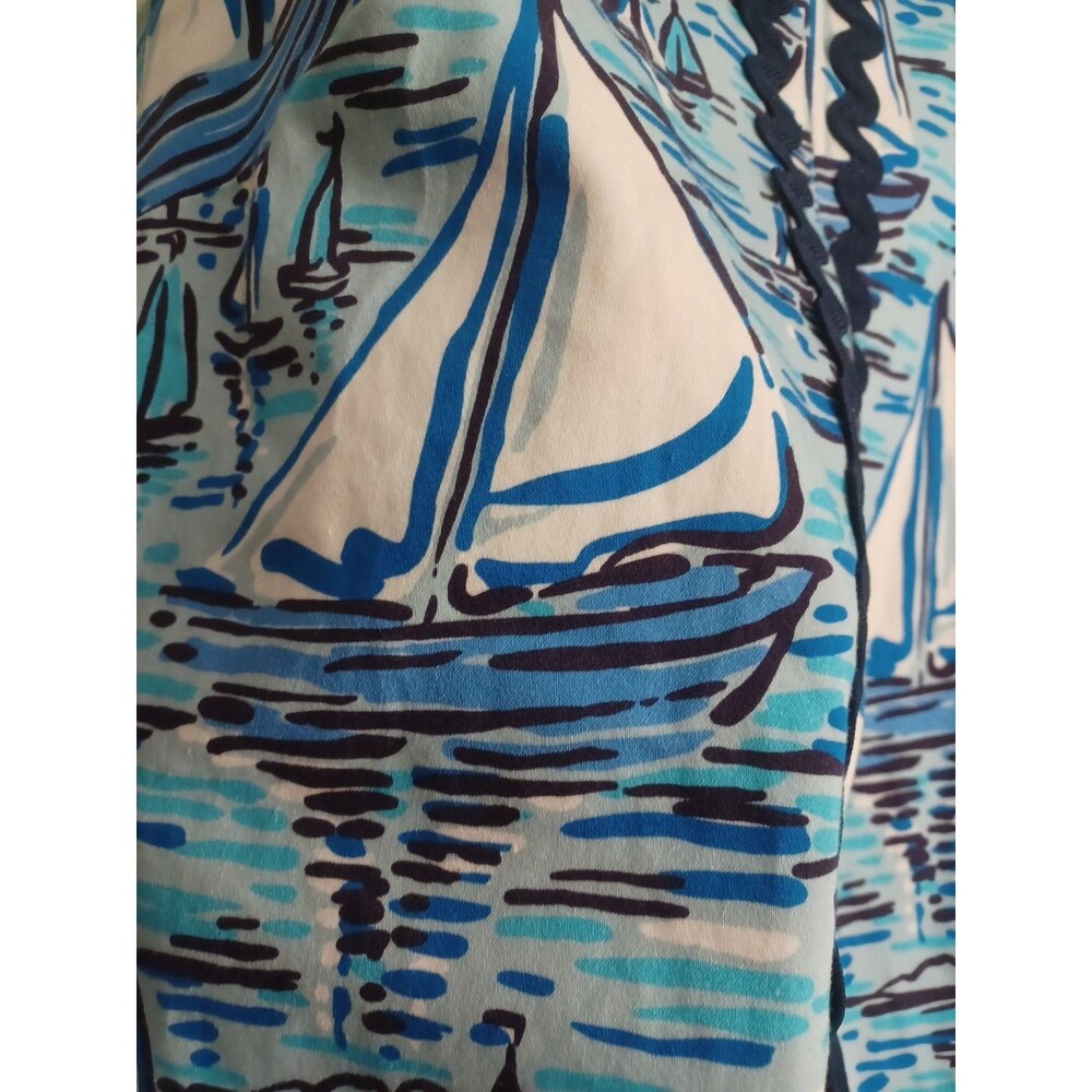 Sail To Sable Boat Print Sleeveless Classic Tunic Tank V Neck Dress Size Small - Picture 3 of 7